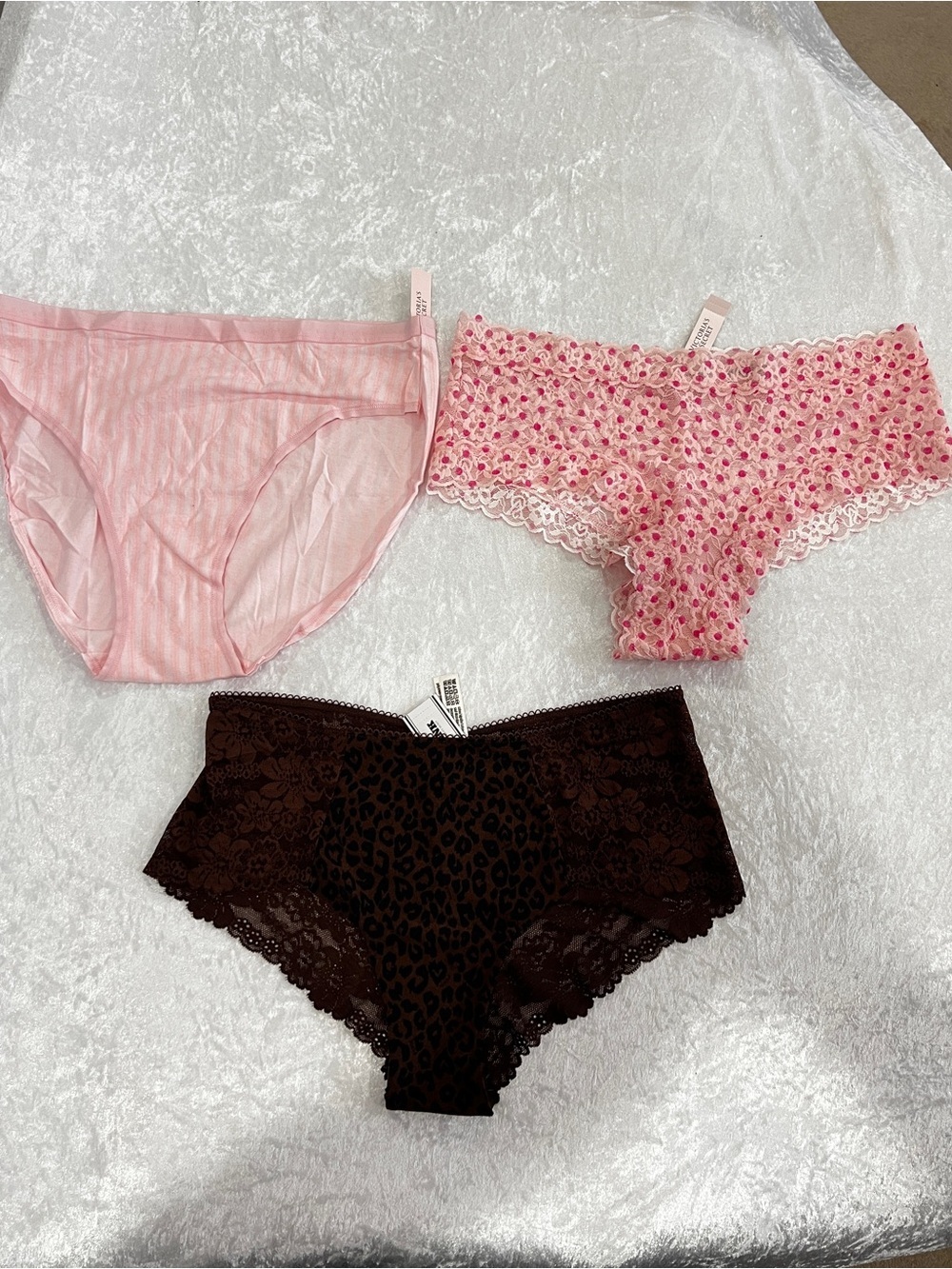 Victoria's Secret & PINK Lot Of 3 Underwear Panties Brief Size Large Lace